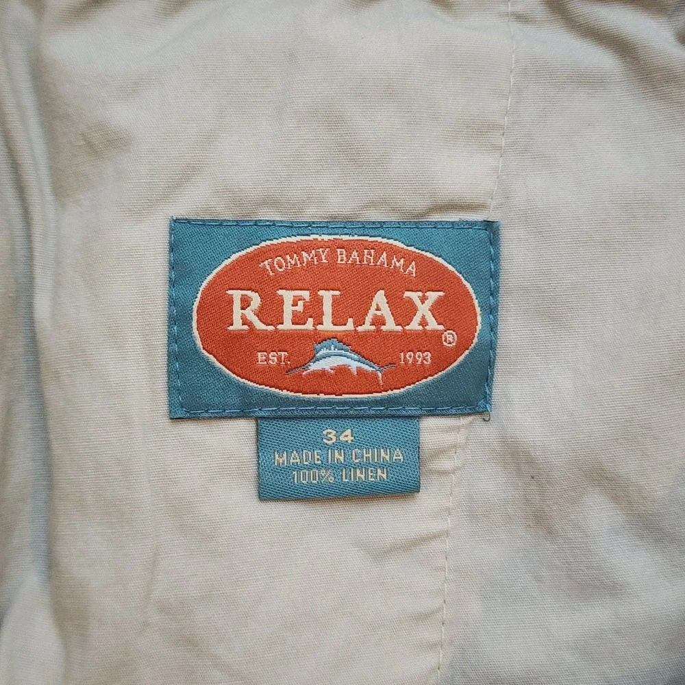 Tommy Bahama Relax 100% Linen Shorts Men's Large Light Cream Beige coastal beach